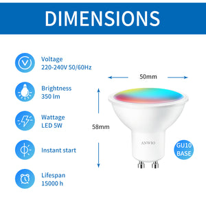 ANWIO GU10 Smart Lampe 6er Pack