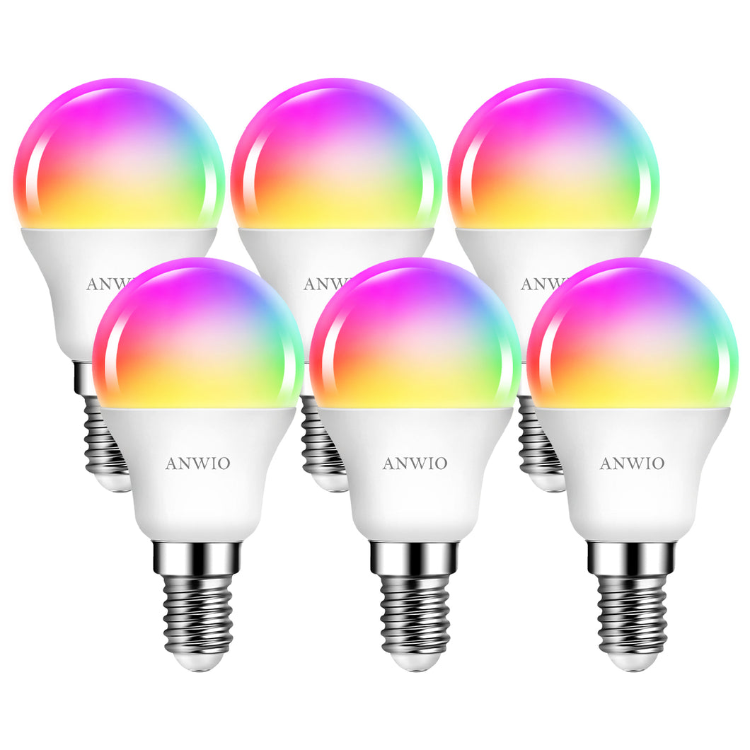ANWIO Lampadine LED Intelligente Wifi 5W P45 E14 470LM Pacco da 6 Unità